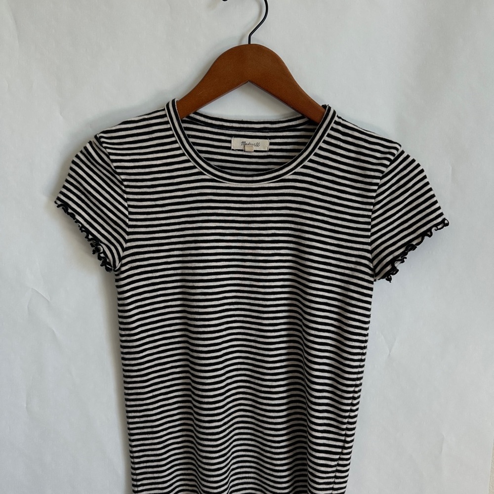 Madewell Black and White Striped Short Sleeve Tee